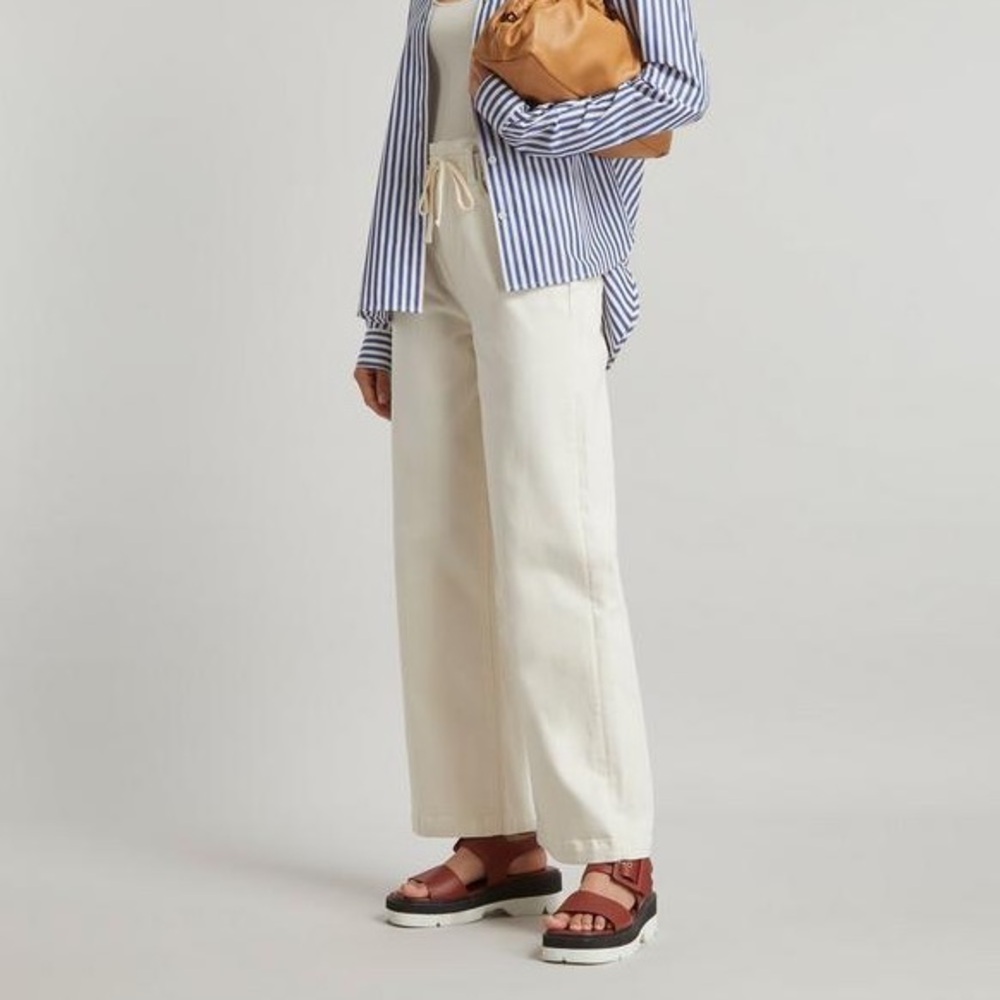 PAIGE Carly High-Rise Wide-Leg Jeans Sz 28 Women’s Beige